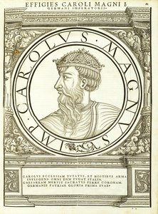 Carolus Magnus, illustration from Imperatorum Romanorum Omnium Orientalium et Occidentalium Verissimae Imagines ex Antiquis Numismatis by Hans Rudolf Manuel Deutsch